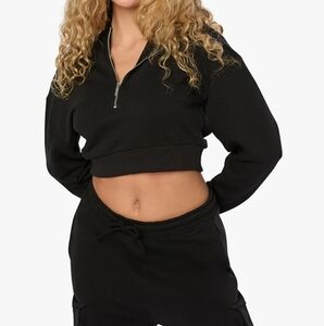 NWT WeWoreWhat Black Half Zip Hoodie S
